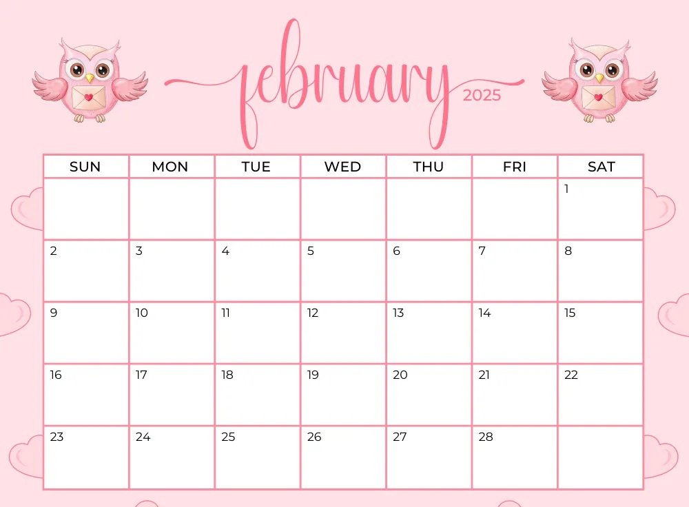 Cute February 2025 Calendar