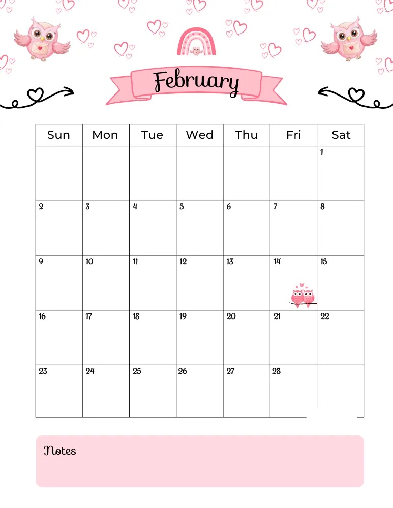 February 2025 valentine Calendar