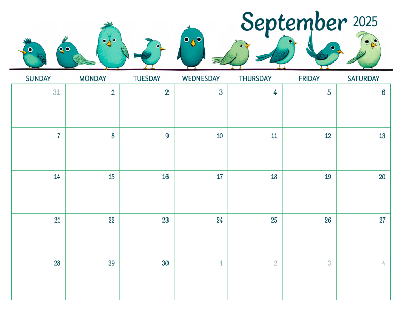 cute September 2025 Calendar with olidays