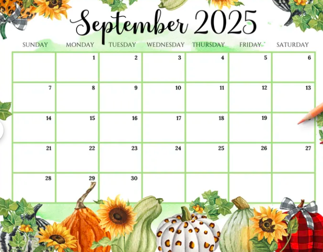 cute September Calendar 2025 Flowers